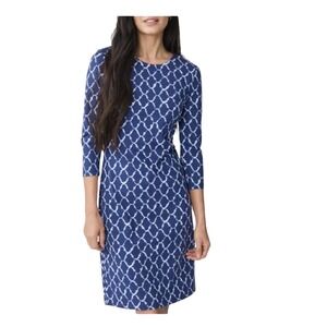 J. McLaughlin Sophia Dress Catalina Cloth Figure Flattering Ruched 3/4 Sleeve